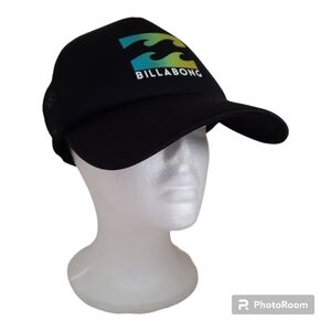 Billabong black logo graphic surf snapback trucker hat